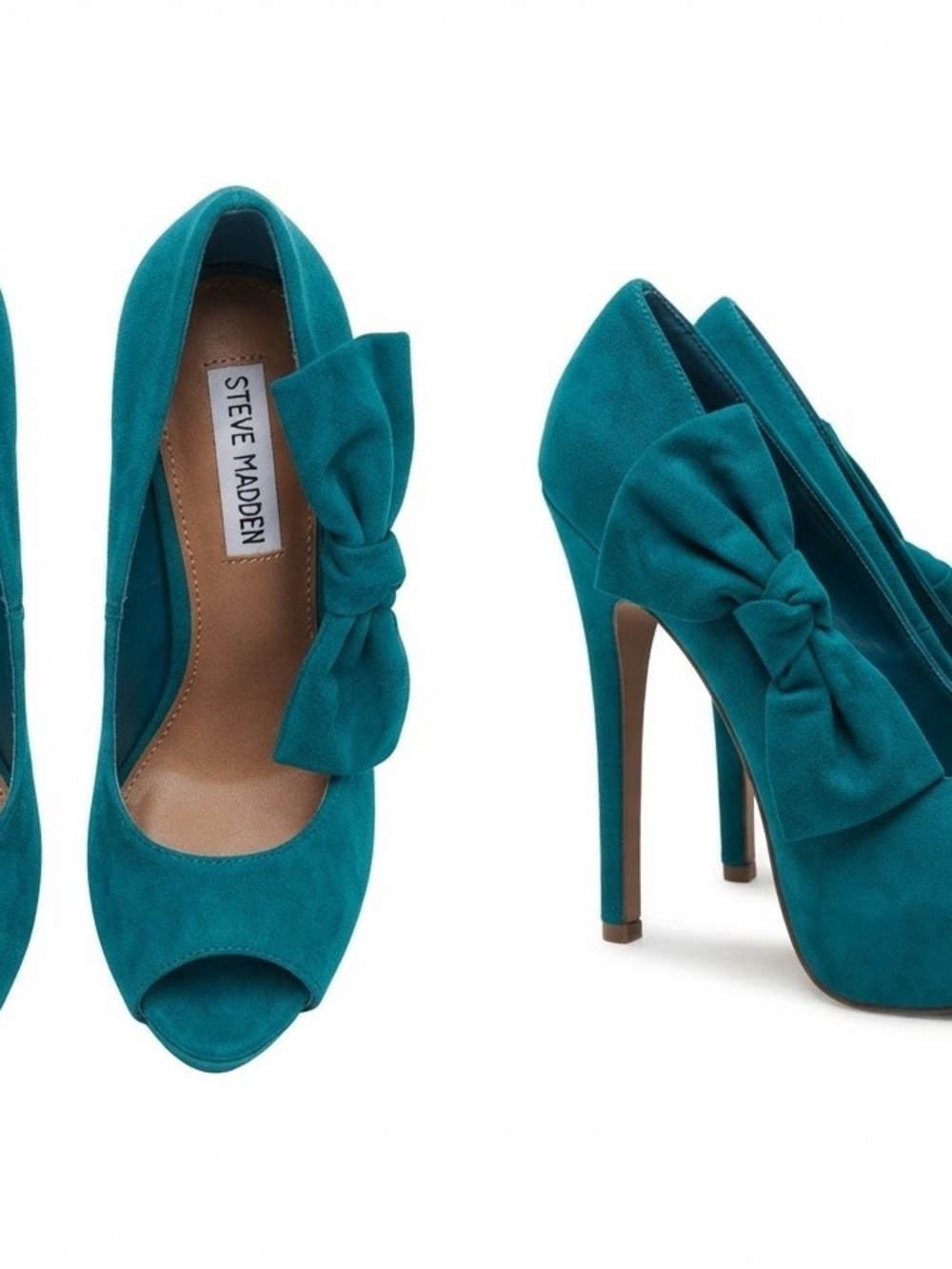 Steve Madden Teal Bow Peep Toe Stiletto Heels